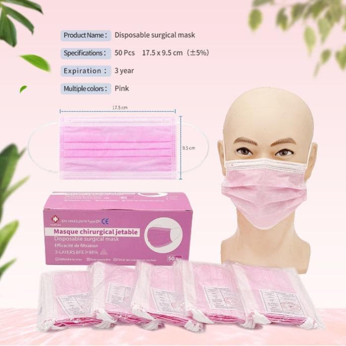 Masques chirurgicaux jetables - Roses