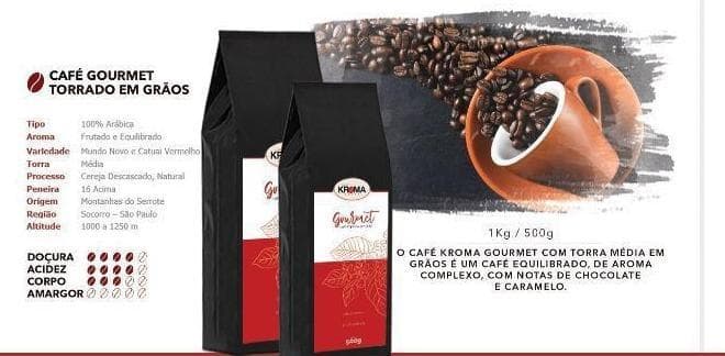 Café Kroma torrado em grãos Gourmet