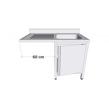 Plonge en inox sur armoire à porte battante