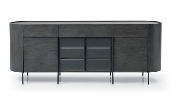 Wood buffet with four doors and three drawers