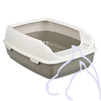 Bac À Litière Delio, Avec Rebords 35 × 20 × 48 Cm, Taupe/crème