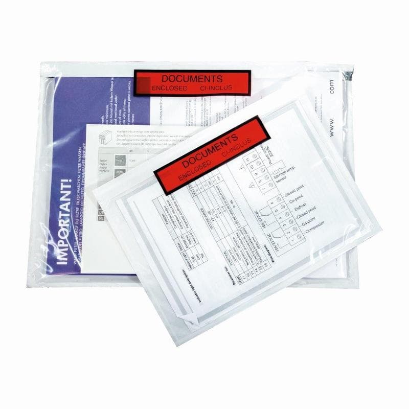 1000 Pochettes Adhésives Porte Document 165x122 Mm