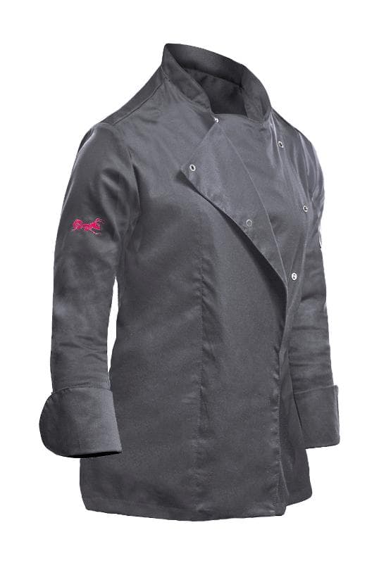 Kochjacke Damen kurzarm STRETCH Grau Gr.M