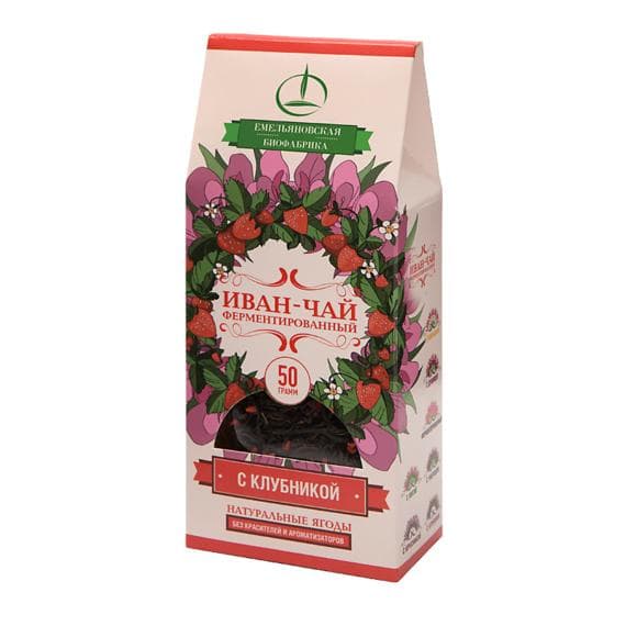 Fermented willow-herb tea with strawberry, 50 g.