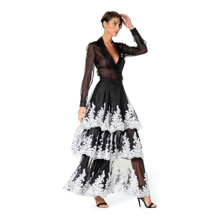 Gonna a Balze con Ricami di Pizzo