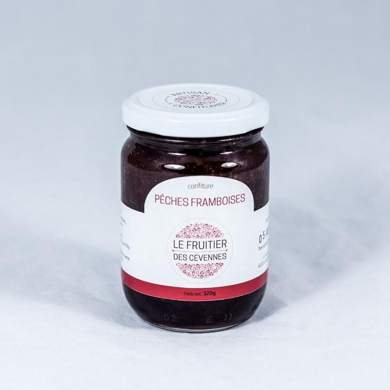 Confiture de pêches-framboises