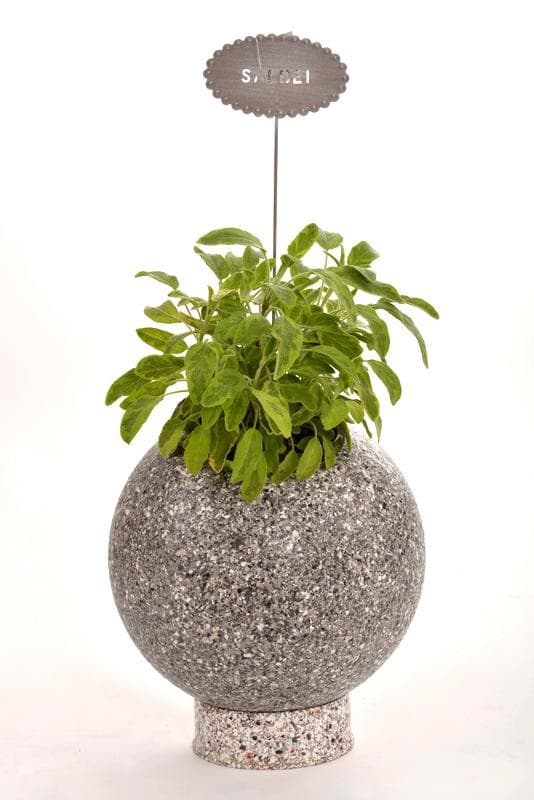 Pflanzkugel mit Fuss, Granit dunkel