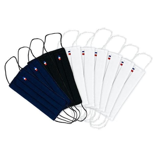 4 Masques barrières 3 plis en tissu lavable réutilisable