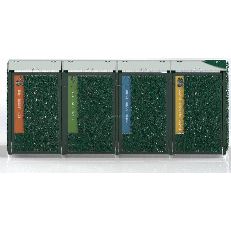 Abri Cache Poubelle Quadruple Verdoyant Recyclage