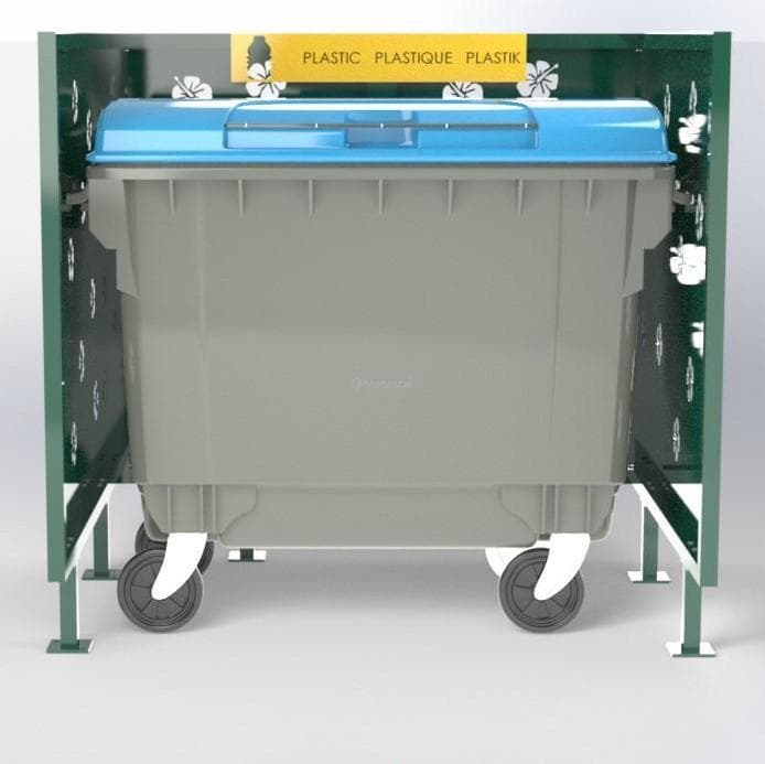 Cache Poubelle Double Hibiscus En U Recyclage Plastique