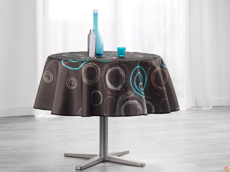 Nappe ronde anti tâche – Cercles & splash bleu