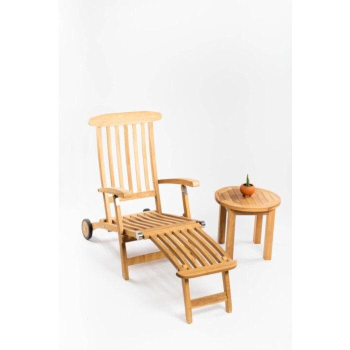 deckchair with side table teak wood