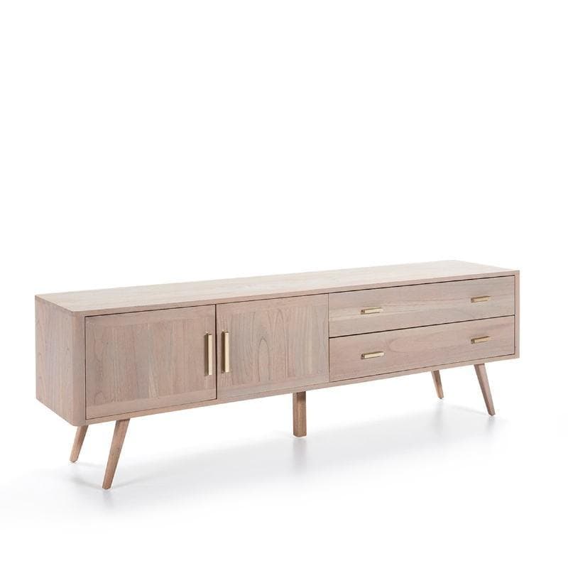 Anrichte 2 Türen 2 Schubladen 199x45x66 Holz Grau - Schrank, Buffet