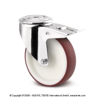 roulette pivotante à frein inoxydable