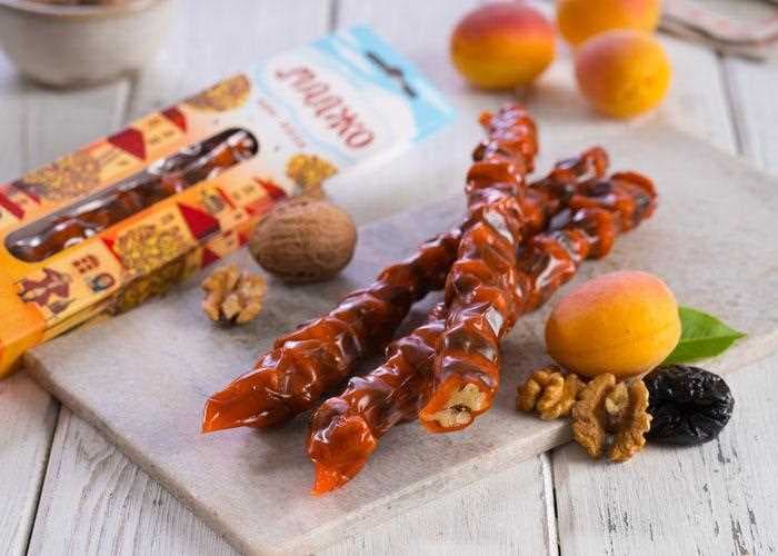 churchkhela with walnuts and prunes apricot