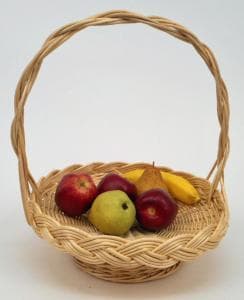 Coupe ronde bord natté sur pied osier blanc