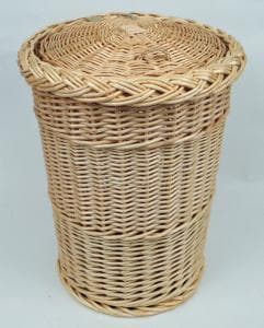 Coffre à linge rond osier blanc