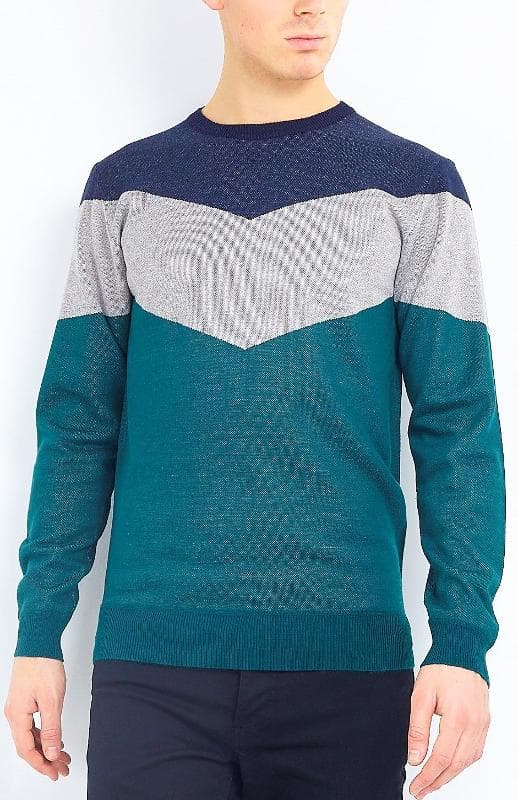 MULTI CHEVRON STRIPED CREW NECK JUMPER