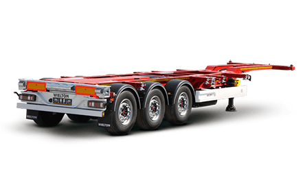 Konteyner taşımacılığı için üniversal uzatılabilir arka yarı römork.  (dorse )