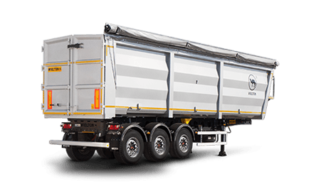 51 ve 55 m3'lük hurdaların taşınması için tasarlanmış, çelik damperli yarı römork, yüksek mukavemetli