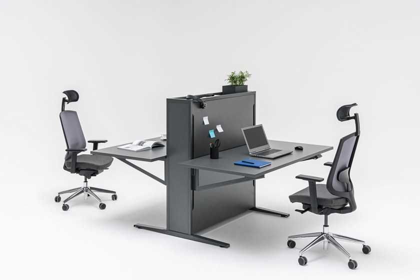 Height-adjustable multiple office desks