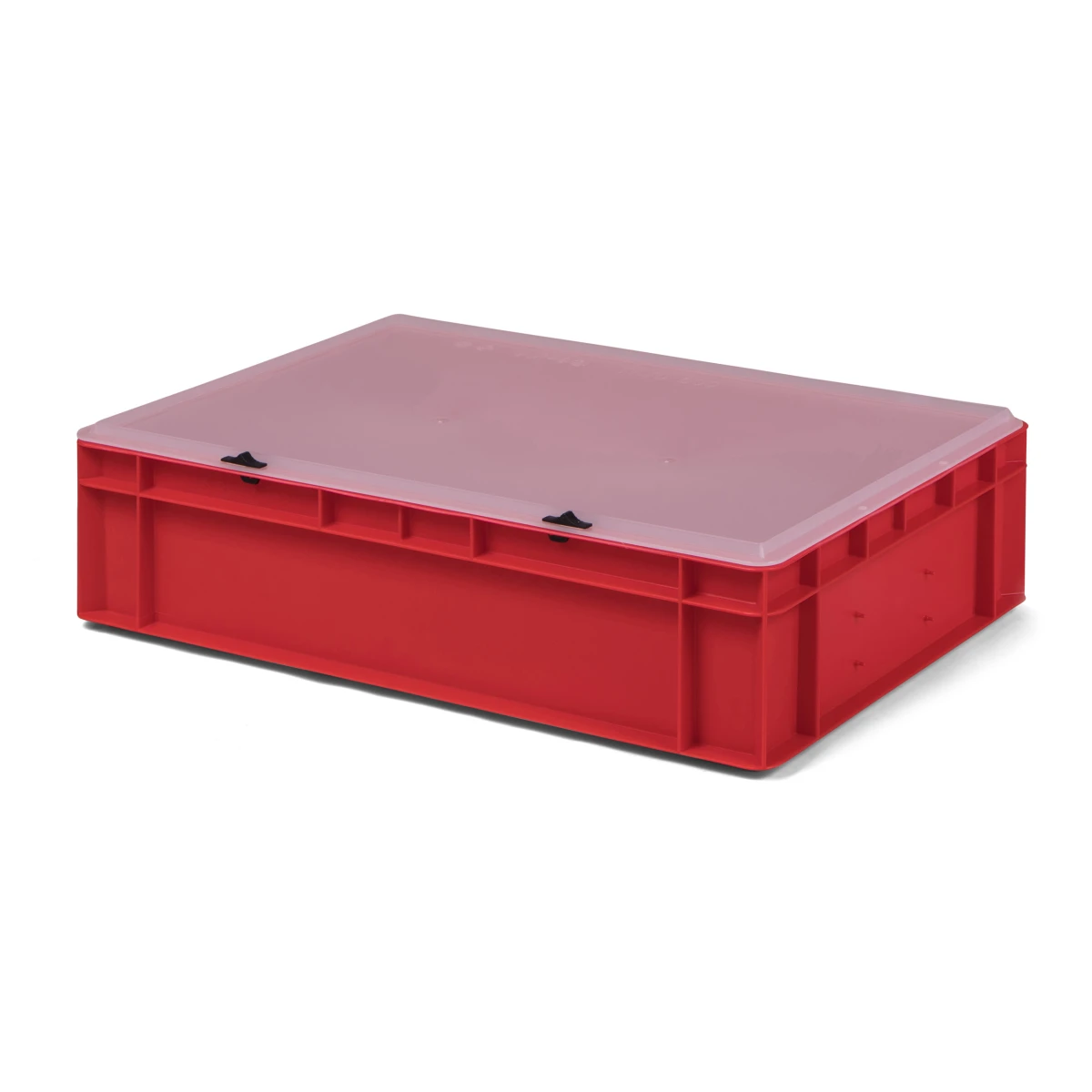 Euro transport stacker box K-TK 600/145-t, 600x400x145/156 mm (LxWxH), with lid, transparent, 26 liters, made of PP