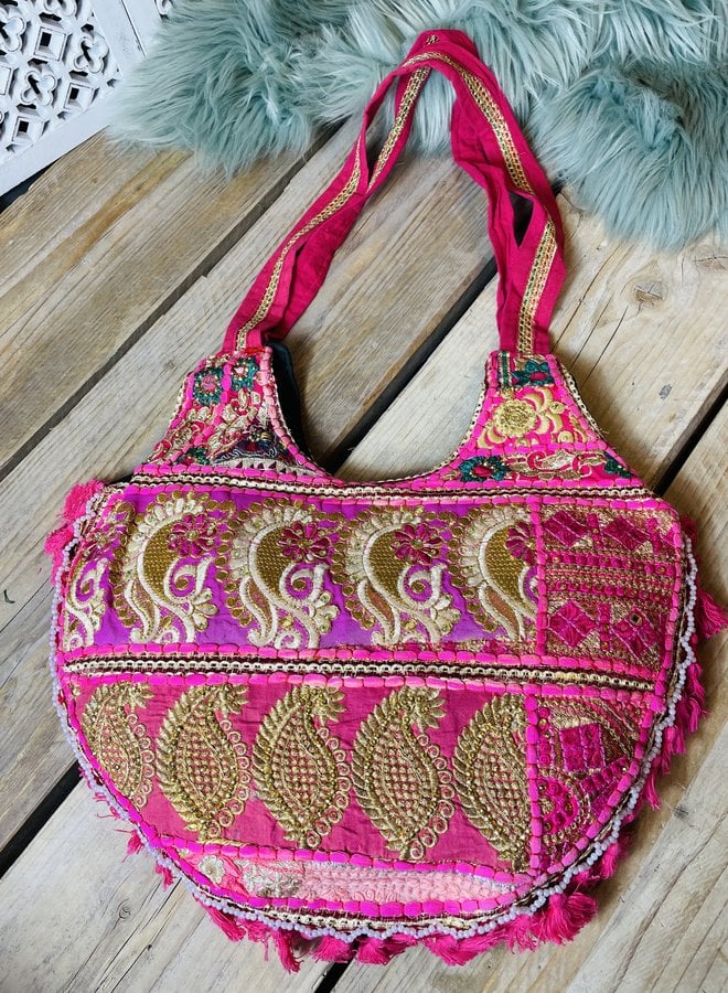 Handmade Bohemian Shoulder Bag Fuchsia