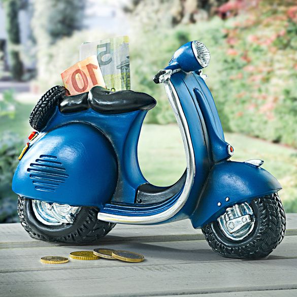 Piggy bank "motor scooter" blue