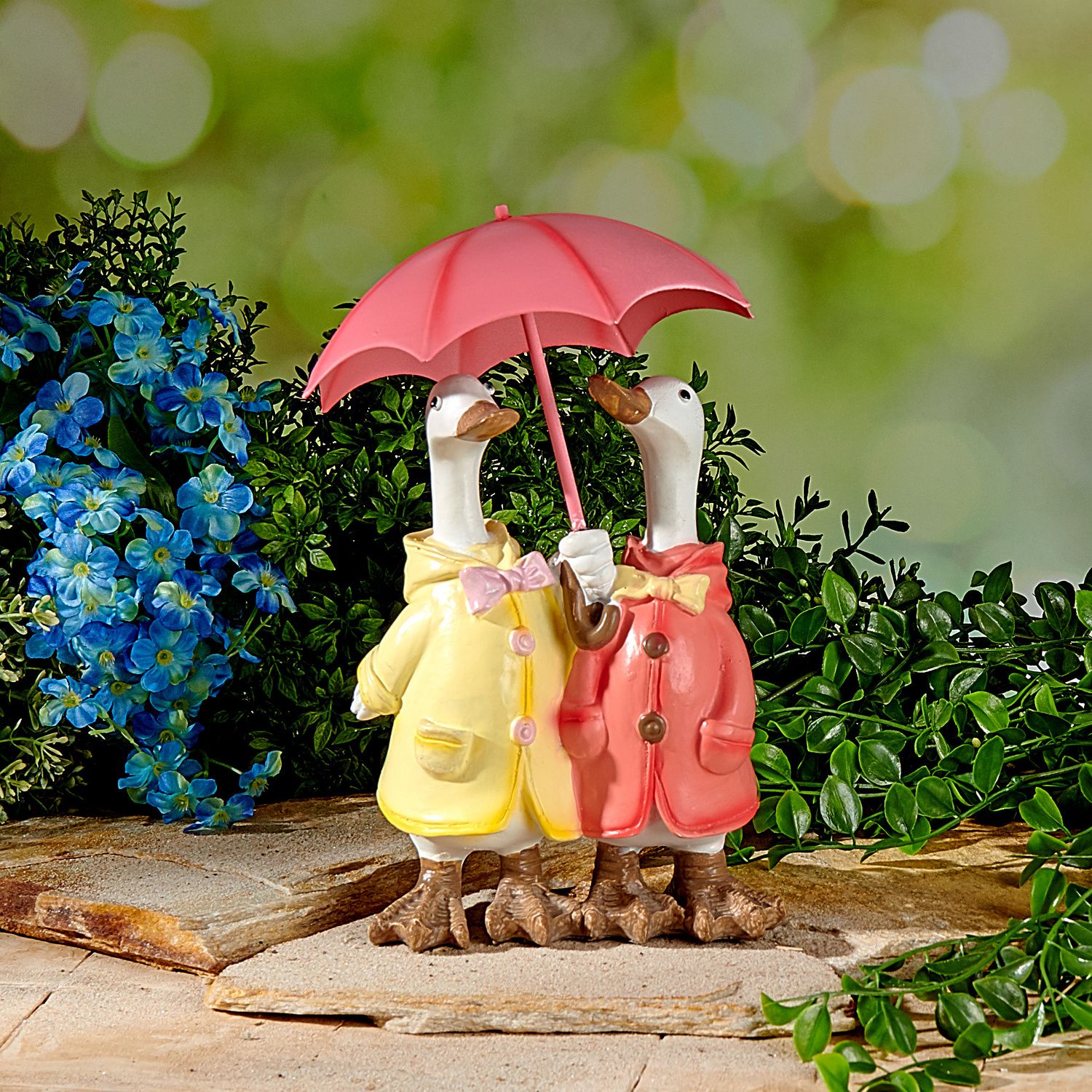 Decorative figure "duck couple with umbrella", H 24cm