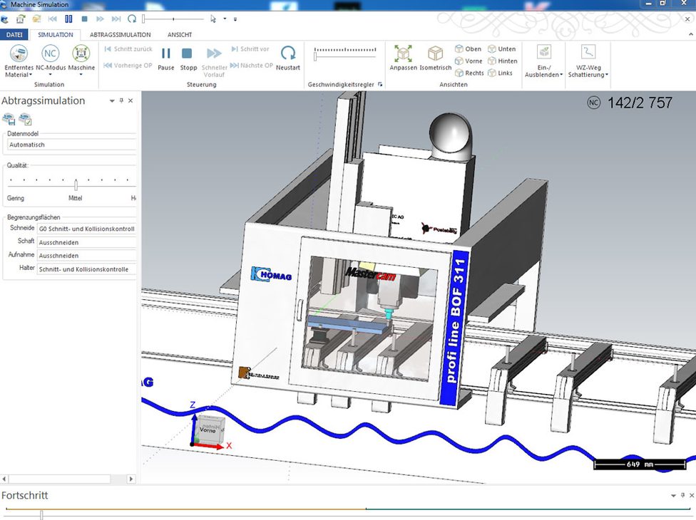 Machine simulation in CAM with real machine data