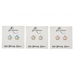 PENGUEN PATTERNED SILVER EARRINGS