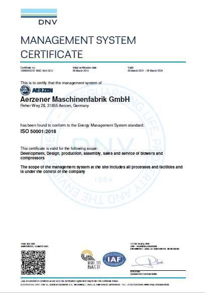 Aerzen Maschinenfabric GmbH-certificate