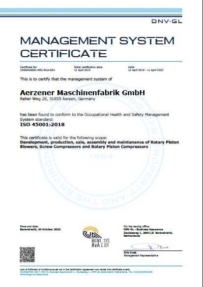 Aerzen Maschinenfabric GmbH-certificate