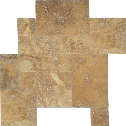 Yellow Travertine CC Brushed Chiselled Pattern Set