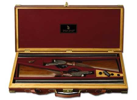 aya shotguns oak and leather case