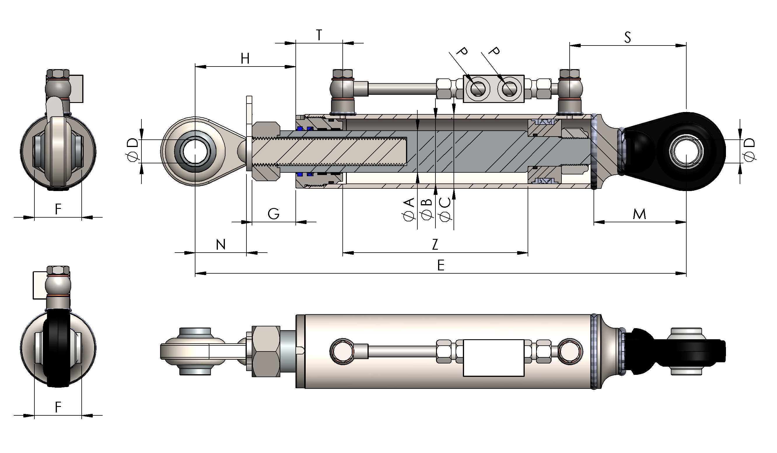 THIRD POINT HYDRAULIC CYLINDERS