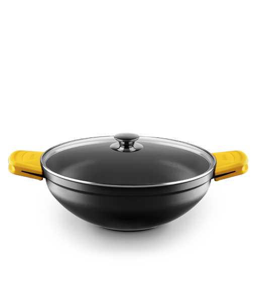 Non-Stick Deep Concave Casserole with Lid and Removable Silicone Side Handles