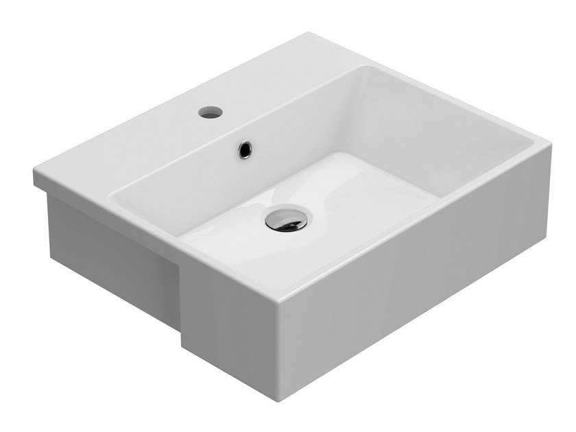 Yarı gömme dikdörtgen seramik lavabo