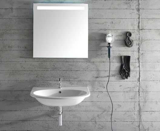 Taşmalı oval duvara monte seramik lavabo
