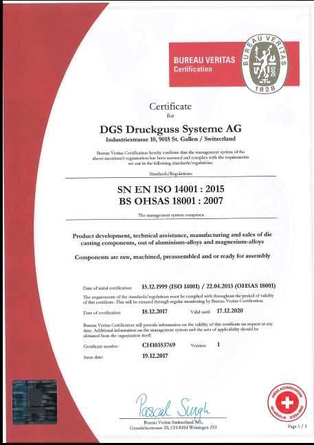 DGS Drukguss Systeme AG-certificate