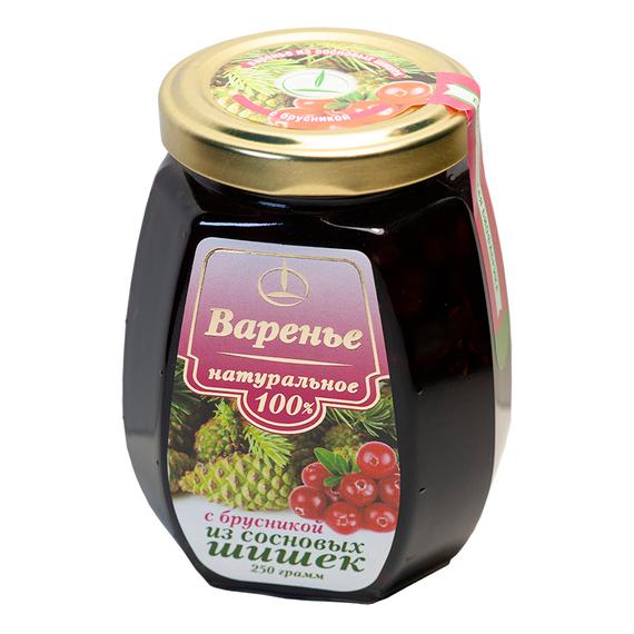 Pine cone jam with cowberry, 250 g