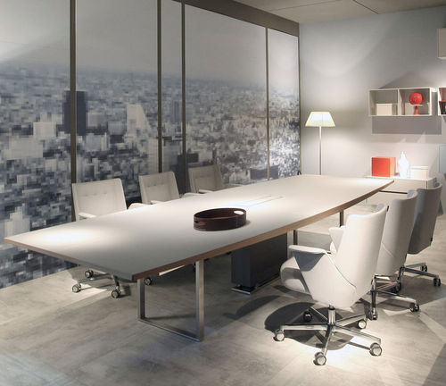 MODERN MANAGEMENT MEETING TABLE (LEATHER METAL COMBINATION)