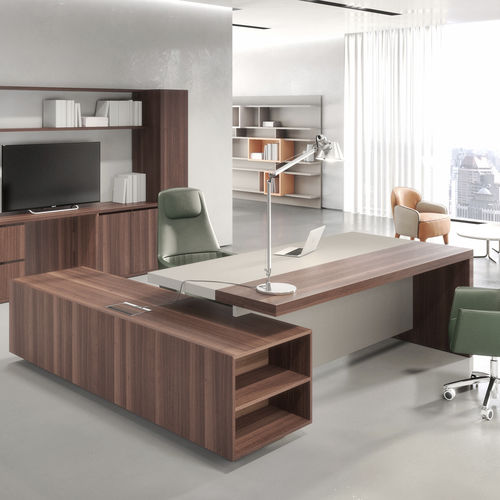 EXECUTIVE TABLE / WOOD / LEATHER / CONTEMPORARY