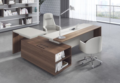 EXECUTIVE TABLE / WOOD / LEATHER / CONTEMPORARY