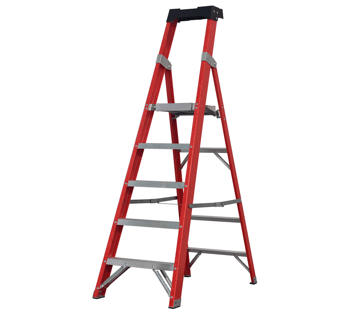 fiberglass stepladder with safety rail