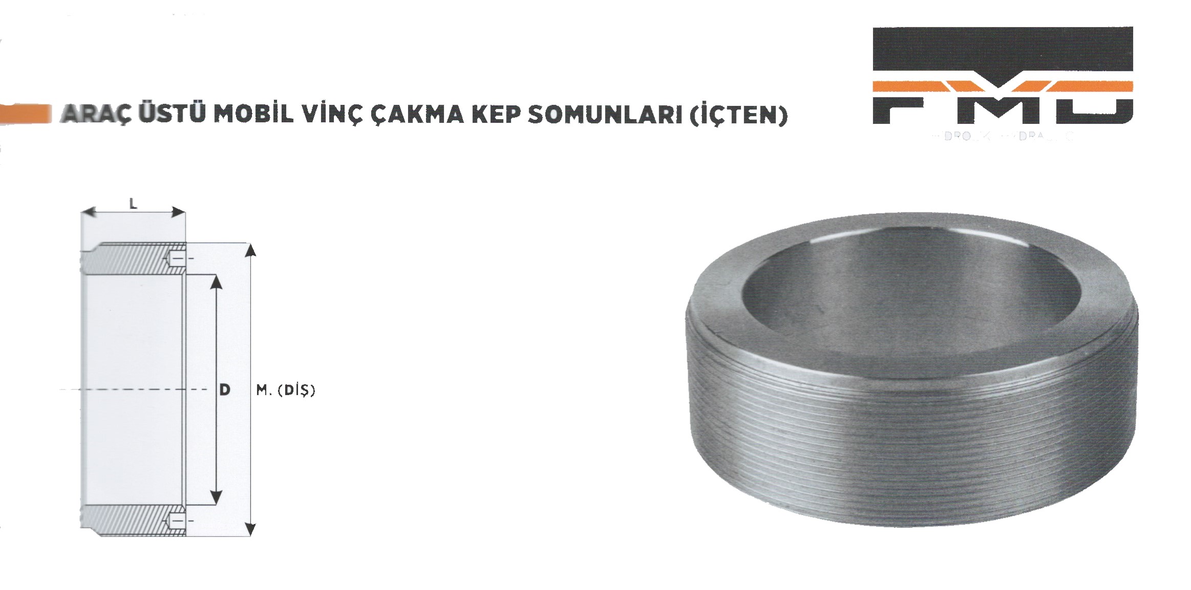 hidrolik silindir çakma rot kepi içten somunu