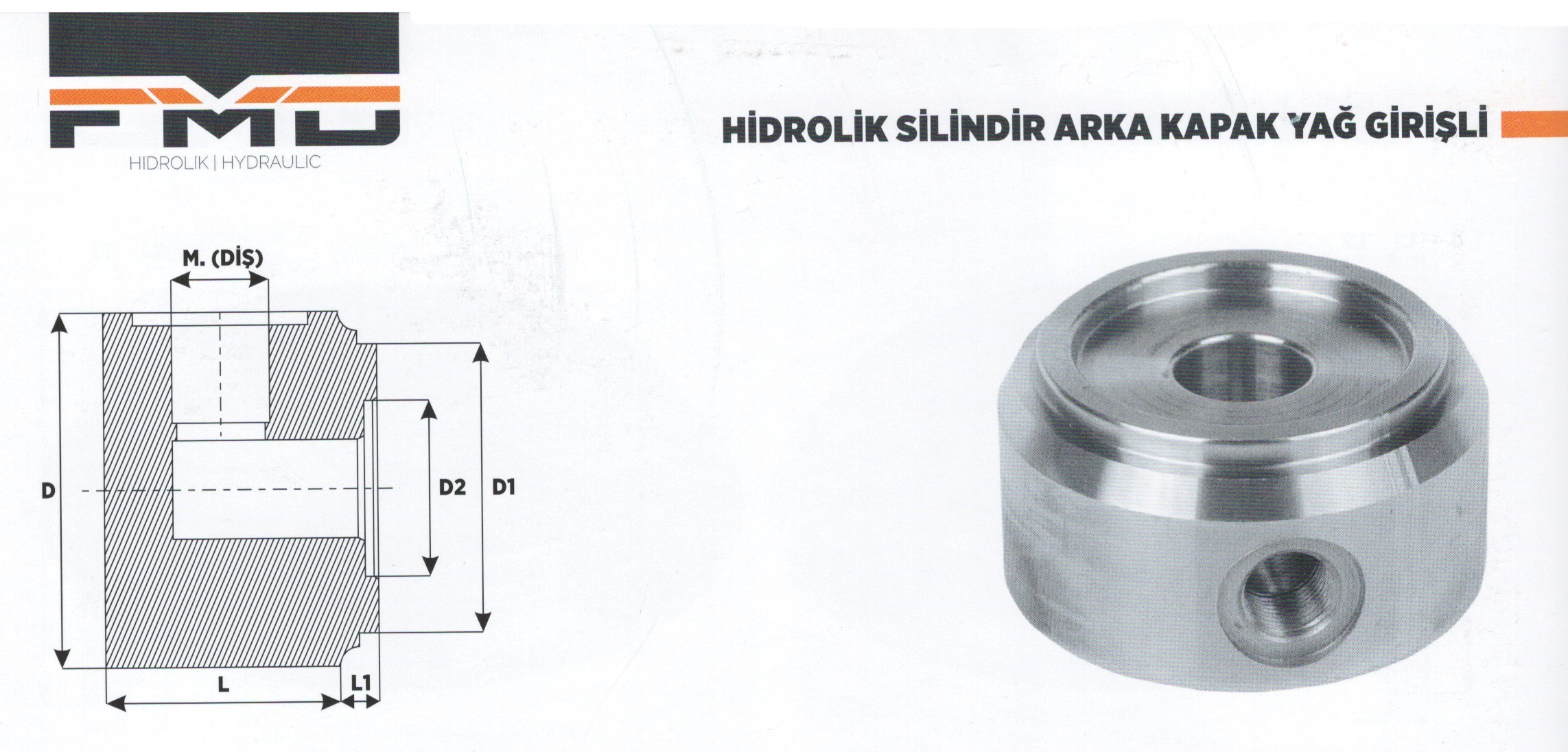 hidrolik silindir yağ girişli arka kapak