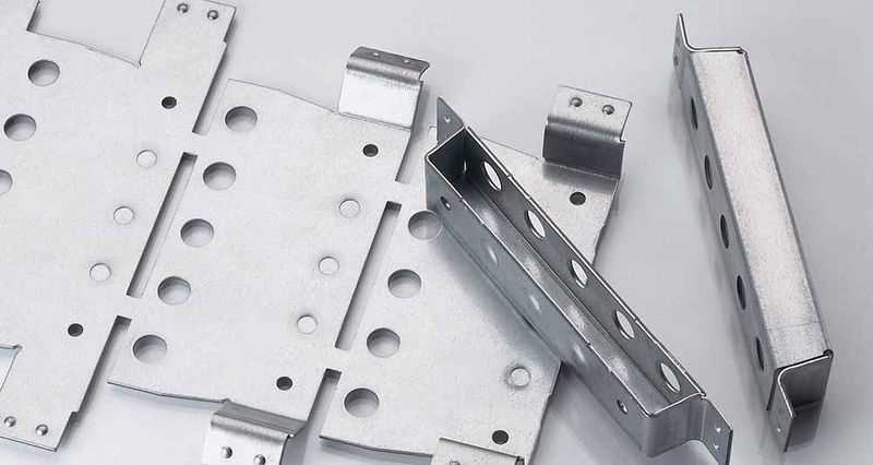 Stamped and drawn sheet metal parts, ready to fall