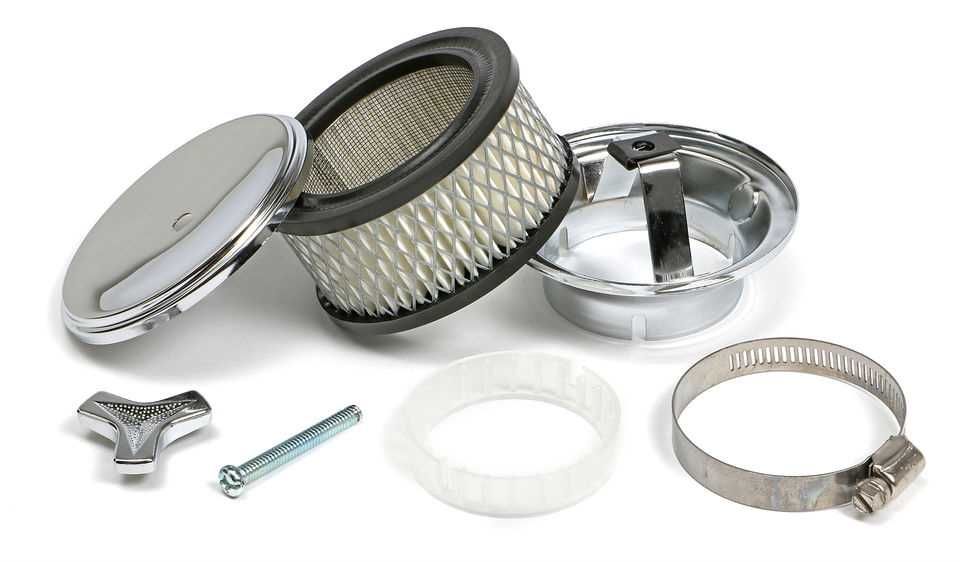 Deep Dish Style Air Cleaner Set 4 in. Dia., 2 in. Tall, 2-5/8 in. Neck-CHROME