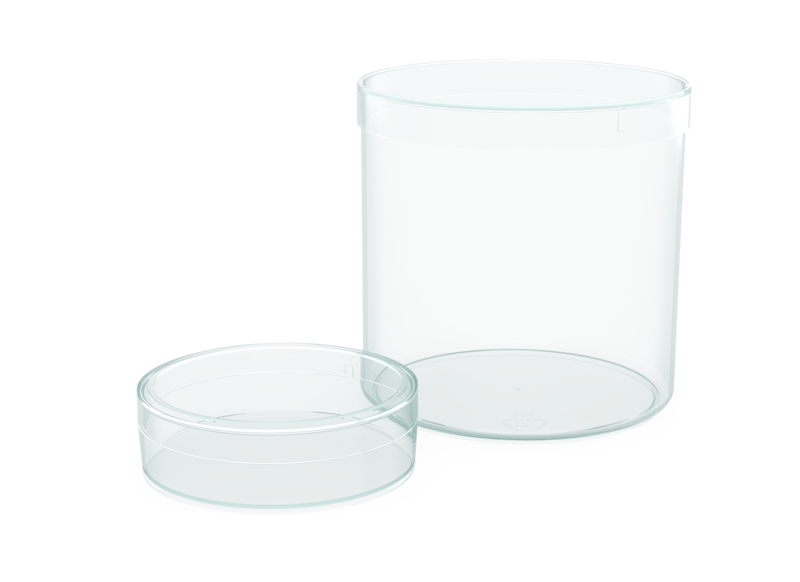 ROUND CONTAINERS WITH PUSH-ON LIDS